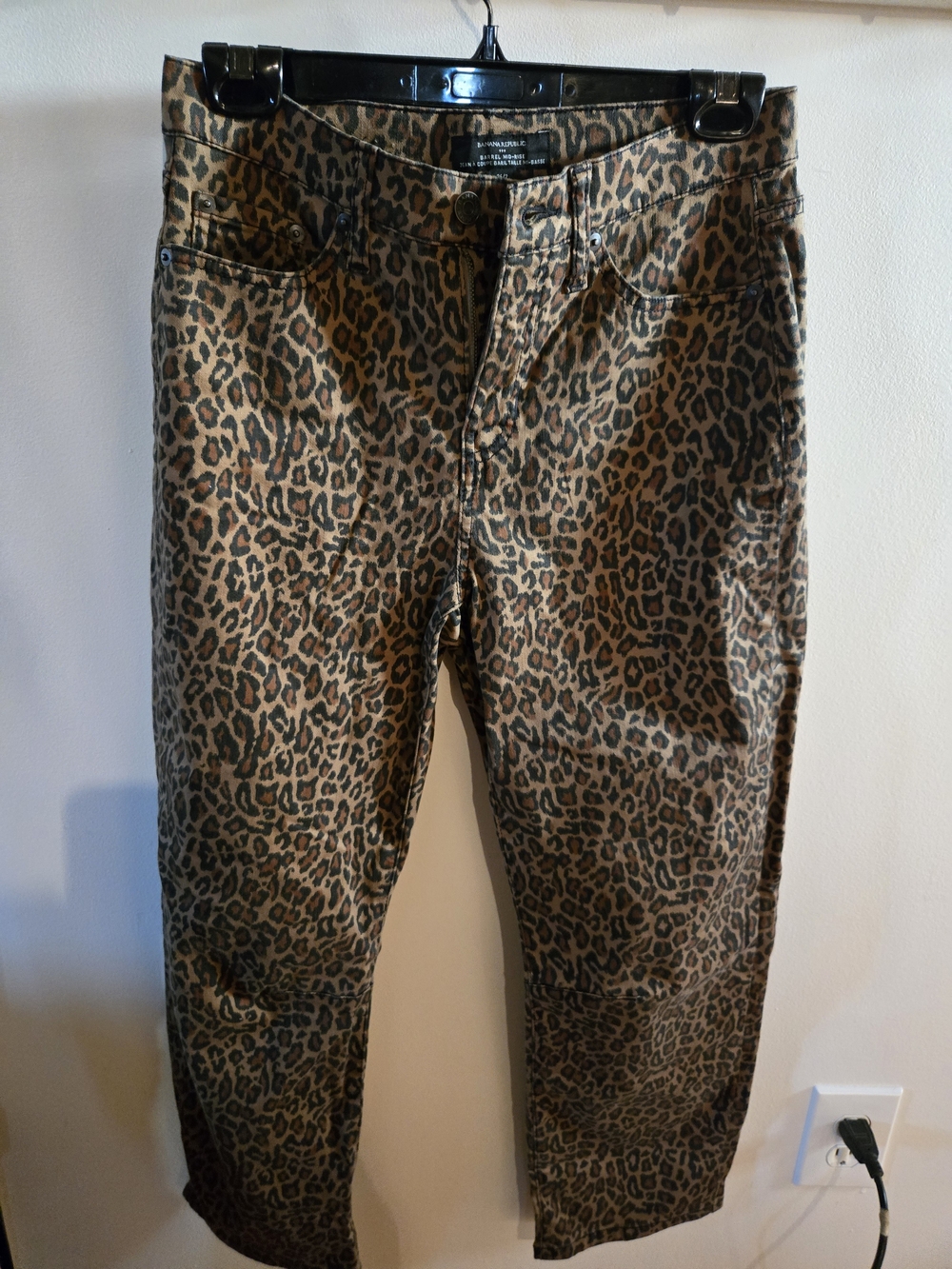 Banana Republic Leopard-Print Barrel Leg Jeans